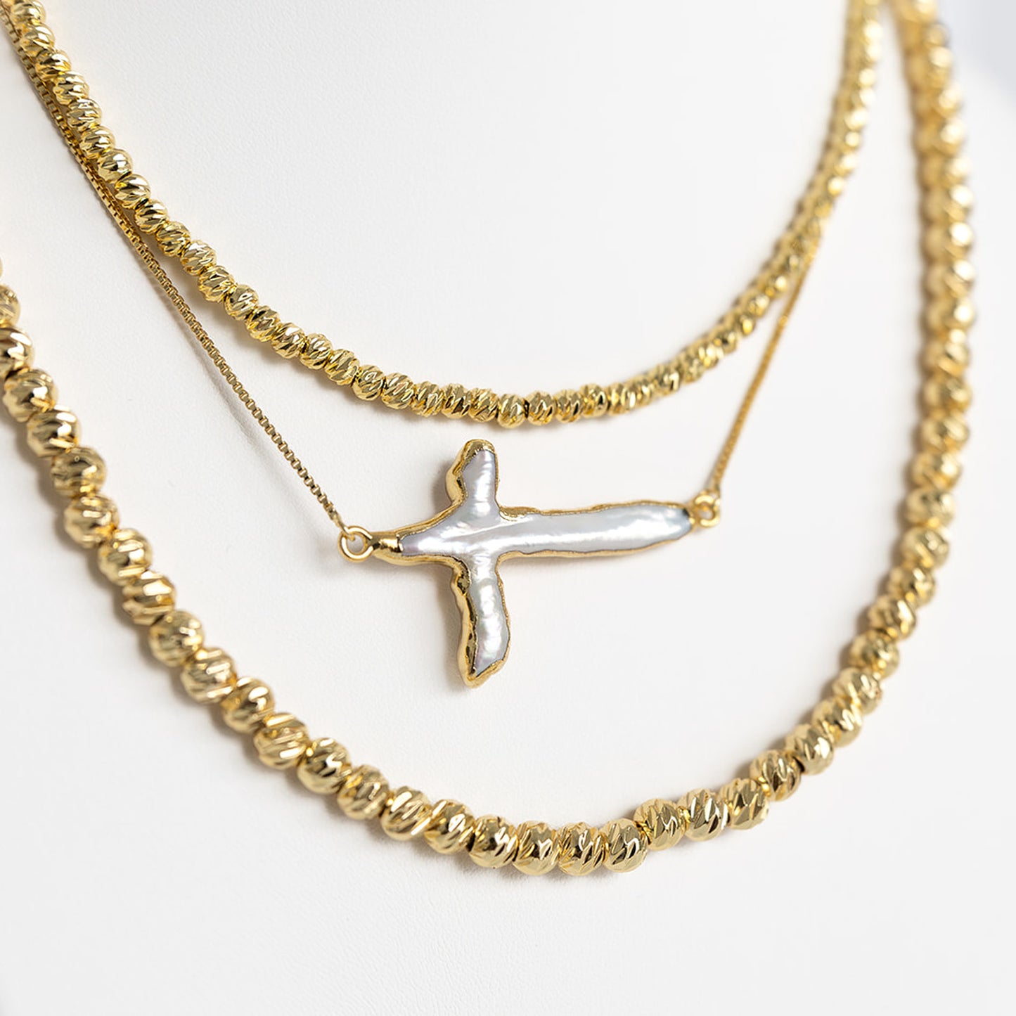 Slip Necklace Freshwater Pearl Cross